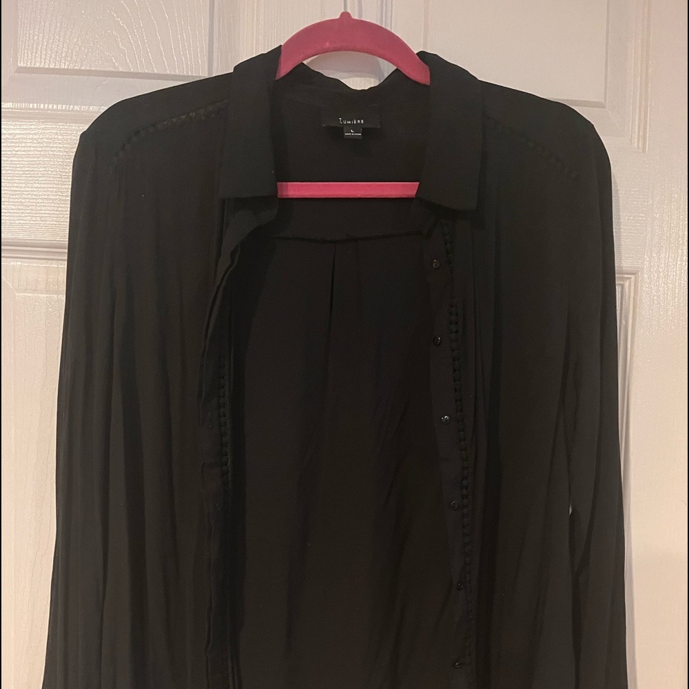 Lumiere Black Button up with design
